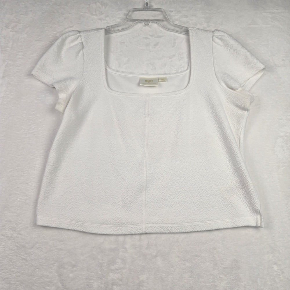 Anthropologie Maeve Women's White Square Neck Cropped Blouse Size XL‎